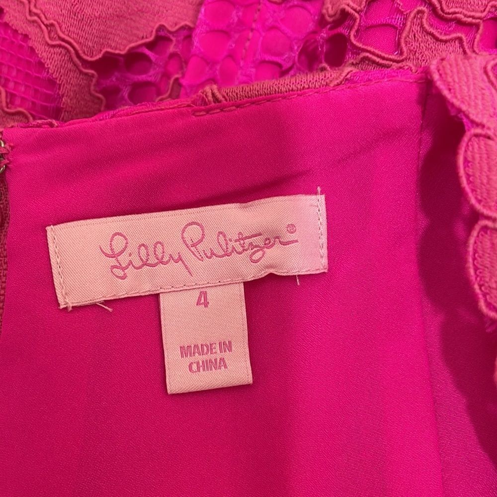 LILLY PULITZER KIRI MAMBO CORDED LACE DRESS IN HOT PINK‎ - Picture 7 of 8